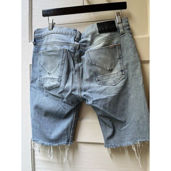 Hudson Mens Shorts size 32 Byron Light Wash Distressed Cut Off Stretch Summer - Picture 6 of 8